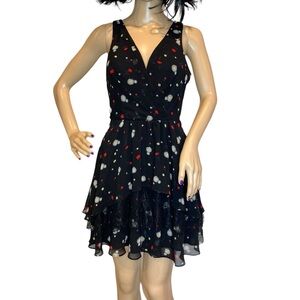 BCBGeneration Flowers and Lace Tiers Layers Mini Dress Sleeveless Size 4 EUC
